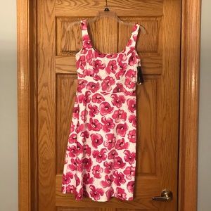 Pink floral midi dress